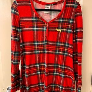 VS PINK Holiday Red Plaid Nightdress Pajamas